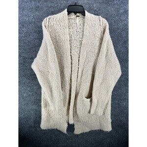 Free People Beige Cardigan Sweater Medium Wool Blend Chunky Knit